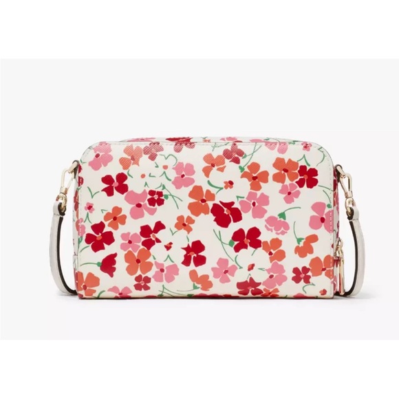 New Kate Spade Staci Sunny Floral Dual Zip Around Crossbody Pink Multi - Picture 4 of 5